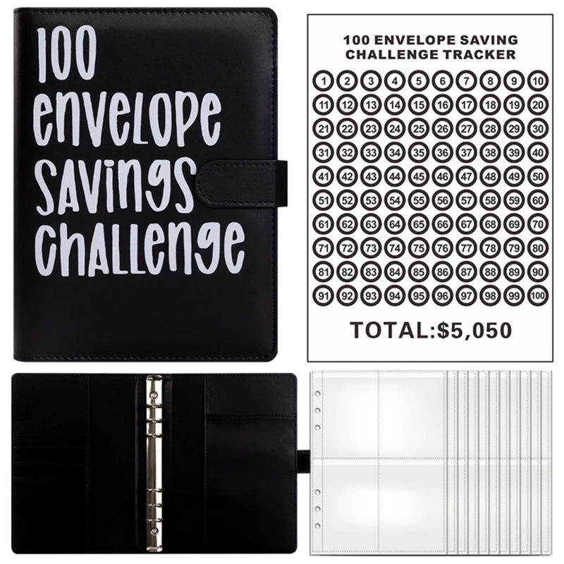 100 Envelope Challenge Binder Save Savings Challenges Loose-Leaf Binder Budget Binder With Cash Envelopes Money Organizer System