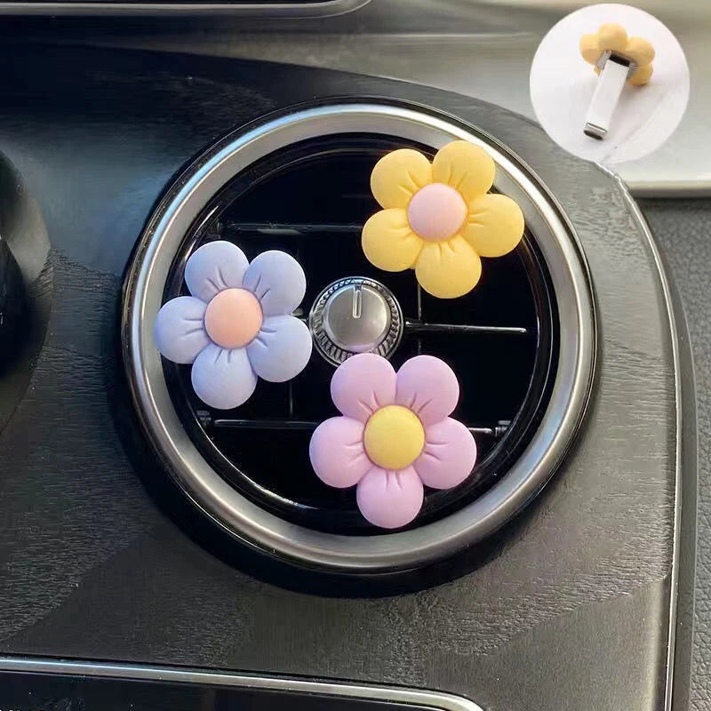 Cute Flower Car Air Freshener Aromatherapy Car Air Outlet Perfume Clip Fragrance Auto Vent Flora Decoration Interior Accessories