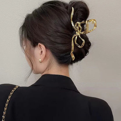 2025 New Vintage Ribbon Bow Hair Claws Exquisite Metal Hair Clip Clasp Hairpins For Women Hair Accessories Barrettes Shark Clips