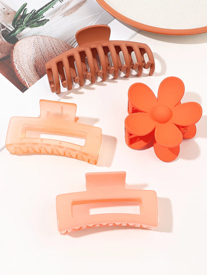 4 Pack Hair Claw Clips 4Pcs Pink Colors Hair Claw Clips Accessories with Multi-Styles, Flower Claw Clips for Thick Hair, Hair Clips For Women Non Slip Purple Brown Blue