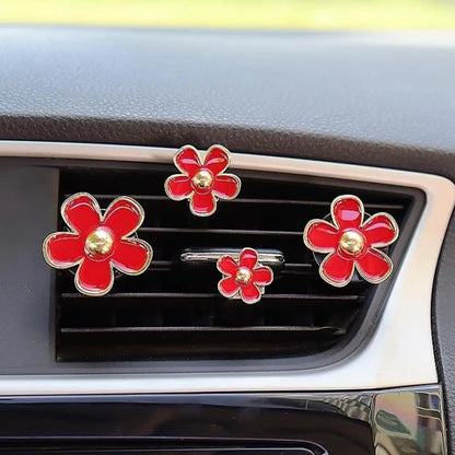 4Pcs Flower Car Air Freshener Clip Alloy Car Air Vent Fragrance Clip Auto Air Outlet Mount Aromatherapy Diffuser Car Accessories