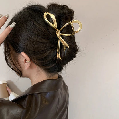 2025 New Vintage Ribbon Bow Hair Claws Exquisite Metal Hair Clip Clasp Hairpins For Women Hair Accessories Barrettes Shark Clips