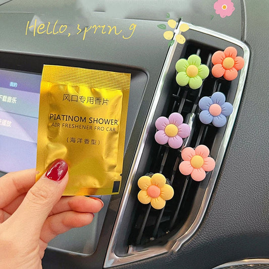 Cute Flower Car Air Freshener Aromatherapy Car Air Outlet Perfume Clip Fragrance Auto Vent Flora Decoration Interior Accessories