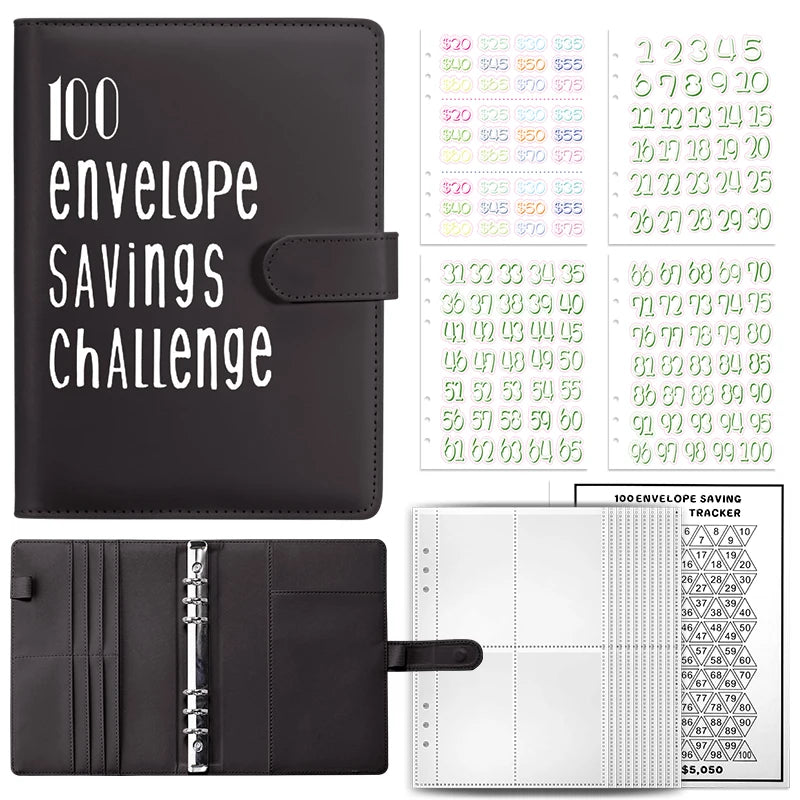 100 Envelope Challenge Binder Save Savings Challenges Loose-Leaf Binder Budget Binder With Cash Envelopes Money Organizer System