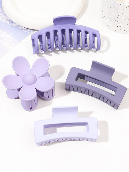 4 Pack Hair Claw Clips 4Pcs Pink Colors Hair Claw Clips Accessories with Multi-Styles, Flower Claw Clips for Thick Hair, Hair Clips For Women Non Slip Purple Brown Blue
