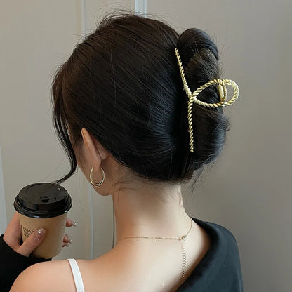 2025 New Vintage Ribbon Bow Hair Claws Exquisite Metal Hair Clip Clasp Hairpins For Women Hair Accessories Barrettes Shark Clips