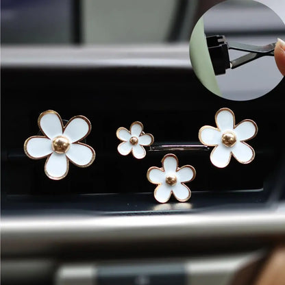 4Pcs Flower Car Air Freshener Clip Alloy Car Air Vent Fragrance Clip Auto Air Outlet Mount Aromatherapy Diffuser Car Accessories