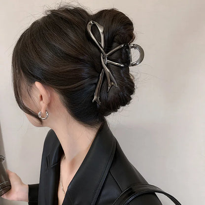 2025 New Vintage Ribbon Bow Hair Claws Exquisite Metal Hair Clip Clasp Hairpins For Women Hair Accessories Barrettes Shark Clips