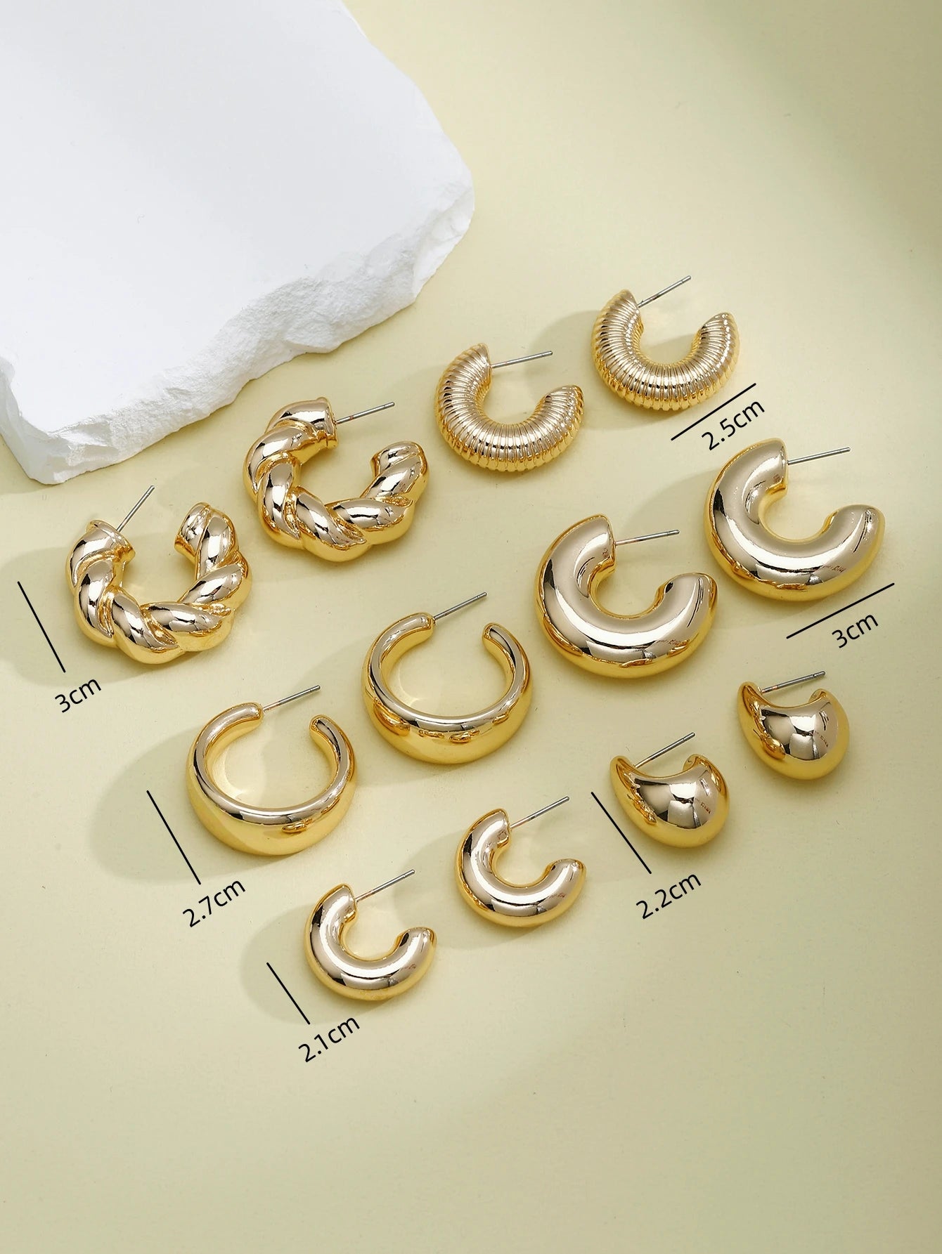 Chunky Gold Fashion Earrings Teardrop Hoops Set