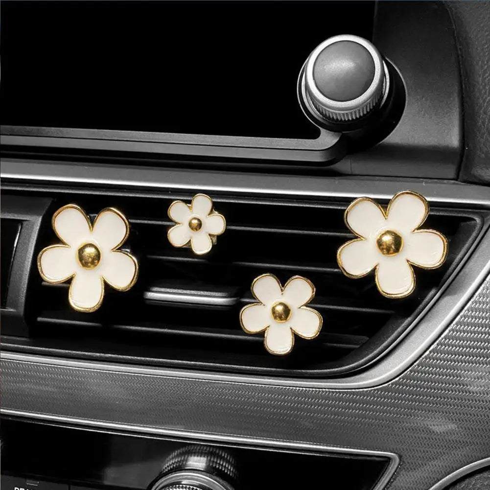 4Pcs Flower Car Air Freshener Clip Alloy Car Air Vent Fragrance Clip Auto Air Outlet Mount Aromatherapy Diffuser Car Accessories