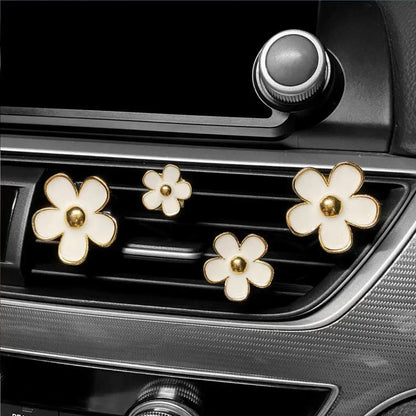 4Pcs Flower Car Air Freshener Clip Alloy Car Air Vent Fragrance Clip Auto Air Outlet Mount Aromatherapy Diffuser Car Accessories
