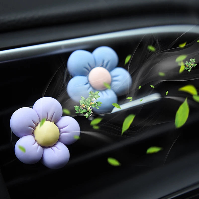 Cute Flower Car Air Freshener Aromatherapy Car Air Outlet Perfume Clip Fragrance Auto Vent Flora Decoration Interior Accessories