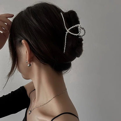 2025 New Vintage Ribbon Bow Hair Claws Exquisite Metal Hair Clip Clasp Hairpins For Women Hair Accessories Barrettes Shark Clips