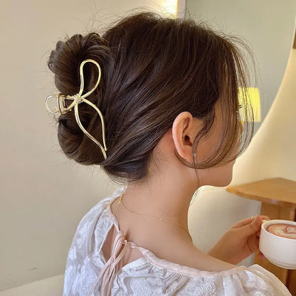 2025 New Vintage Ribbon Bow Hair Claws Exquisite Metal Hair Clip Clasp Hairpins For Women Hair Accessories Barrettes Shark Clips