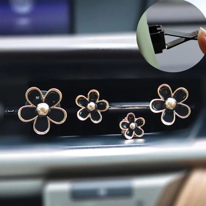 4Pcs Flower Car Air Freshener Clip Alloy Car Air Vent Fragrance Clip Auto Air Outlet Mount Aromatherapy Diffuser Car Accessories