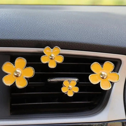 4Pcs Flower Car Air Freshener Clip Alloy Car Air Vent Fragrance Clip Auto Air Outlet Mount Aromatherapy Diffuser Car Accessories