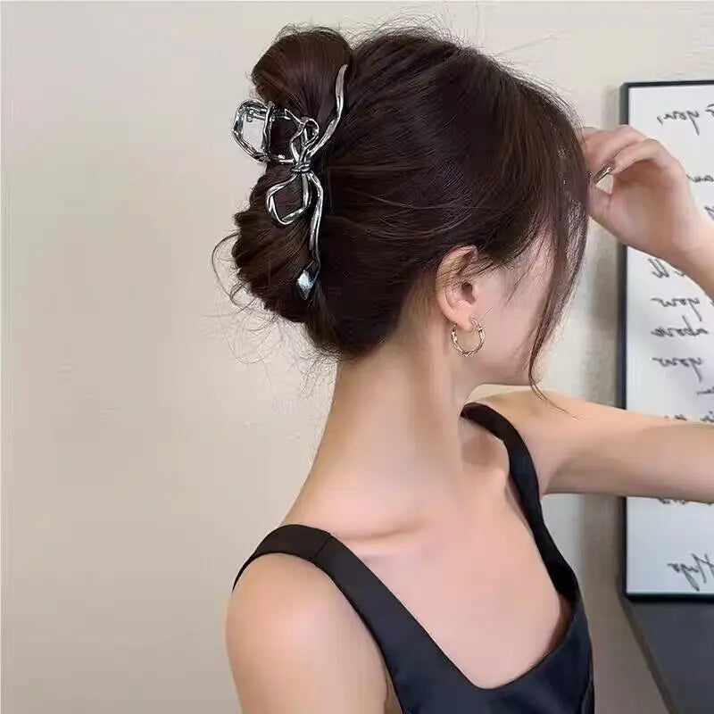 2025 New Vintage Ribbon Bow Hair Claws Exquisite Metal Hair Clip Clasp Hairpins For Women Hair Accessories Barrettes Shark Clips
