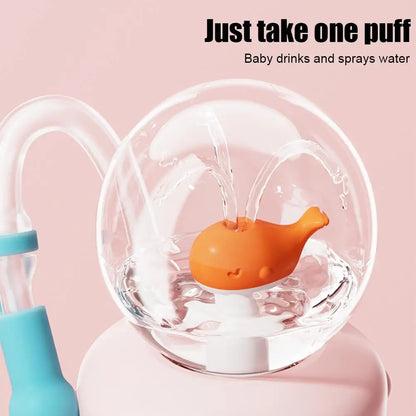 Stainless Steel Whale Fountain Tumbler with Handle Drinking Cup Leak Proof Whale Squirt Water Cup with Straw