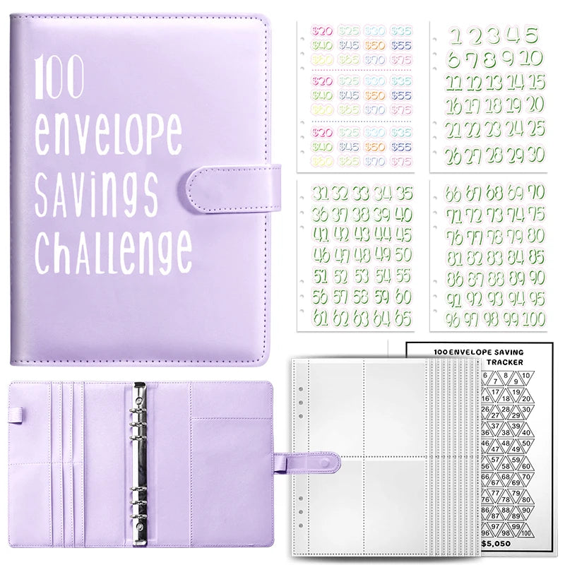 100 Envelope Challenge Binder Save Savings Challenges Loose-Leaf Binder Budget Binder With Cash Envelopes Money Organizer System