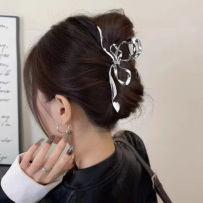 2025 New Vintage Ribbon Bow Hair Claws Exquisite Metal Hair Clip Clasp Hairpins For Women Hair Accessories Barrettes Shark Clips