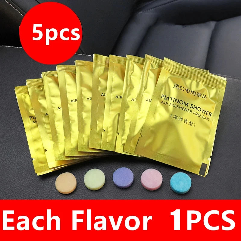 5Pcs Car Air Fresheners Refills Car Air Vent Clip Flavor Replacement Set Solid Fragrance Scent Air Freshener Refill Tablets