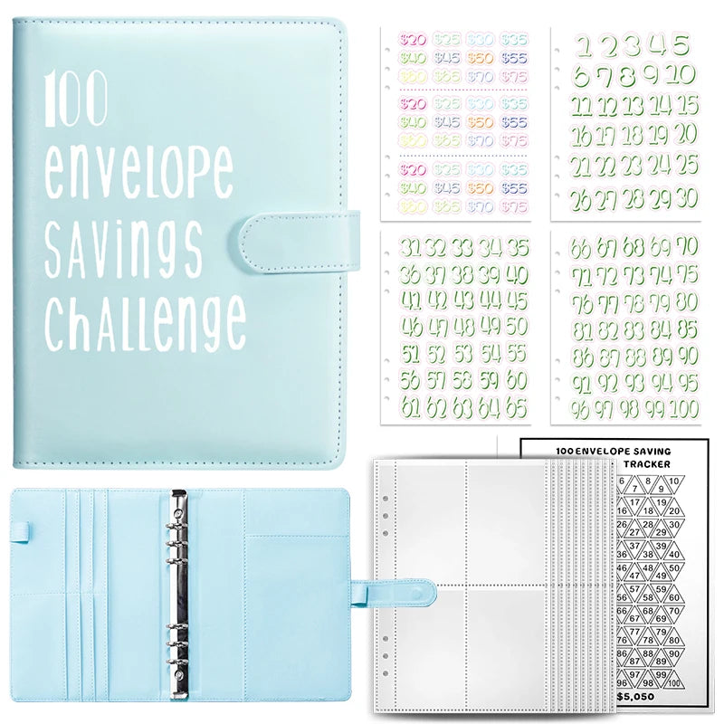 100 Envelope Challenge Binder Save Savings Challenges Loose-Leaf Binder Budget Binder With Cash Envelopes Money Organizer System