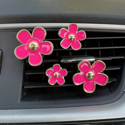 4Pcs Flower Car Air Freshener Clip Alloy Car Air Vent Fragrance Clip Auto Air Outlet Mount Aromatherapy Diffuser Car Accessories