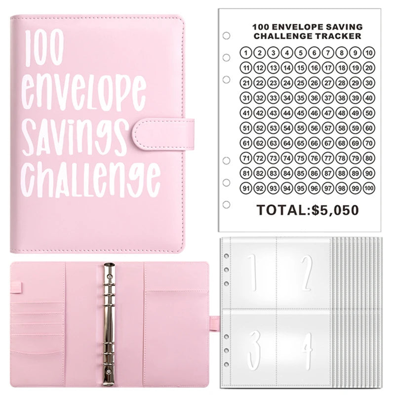 100 Envelope Challenge Binder Save Savings Challenges Loose-Leaf Binder Budget Binder With Cash Envelopes Money Organizer System