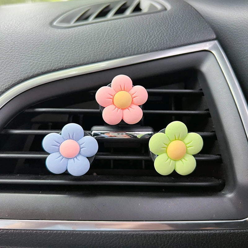 Cute Flower Car Air Freshener Aromatherapy Car Air Outlet Perfume Clip Fragrance Auto Vent Flora Decoration Interior Accessories