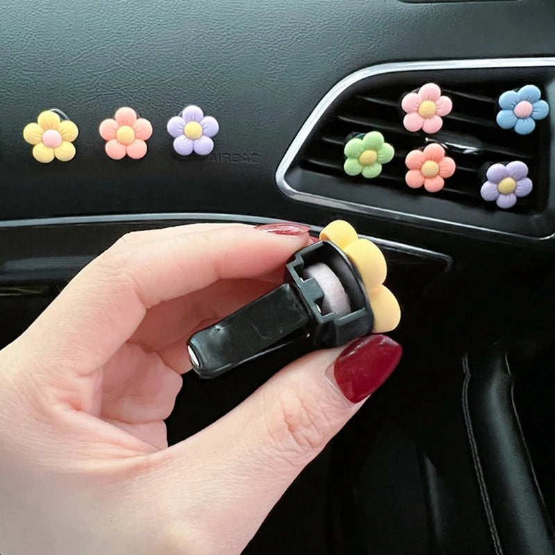 Cute Flower Car Air Freshener Aromatherapy Car Air Outlet Perfume Clip Fragrance Auto Vent Flora Decoration Interior Accessories