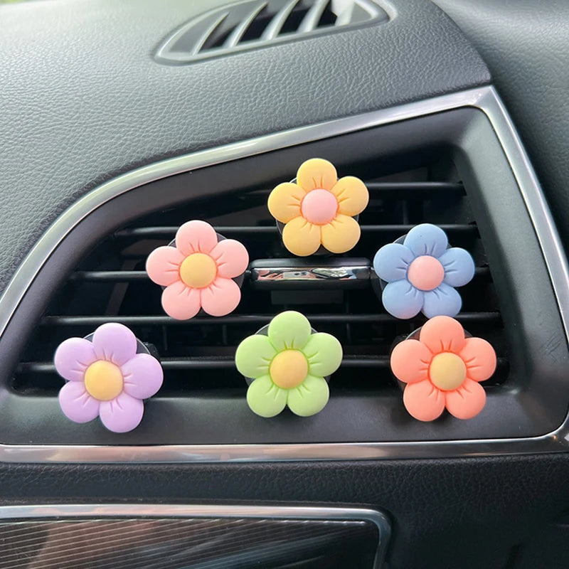 Cute Flower Car Air Freshener Aromatherapy Car Air Outlet Perfume Clip Fragrance Auto Vent Flora Decoration Interior Accessories