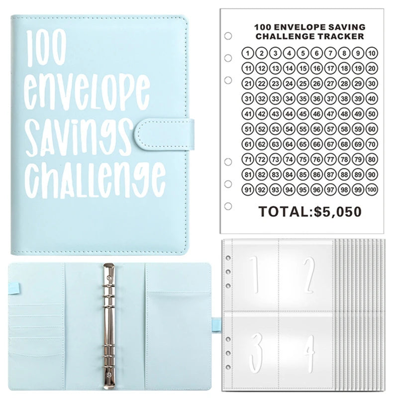 100 Envelope Challenge Binder Save Savings Challenges Loose-Leaf Binder Budget Binder With Cash Envelopes Money Organizer System
