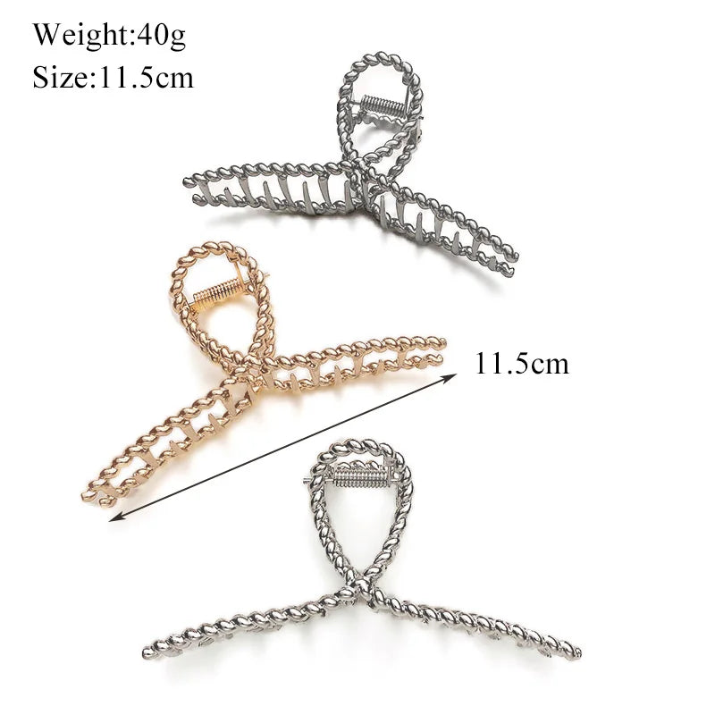 Simple Metal Geometric Hair Claw Clips Elegant Geometric Hair Accessories Cross Crab Bath Clip For Women Fashion Girl Headwear