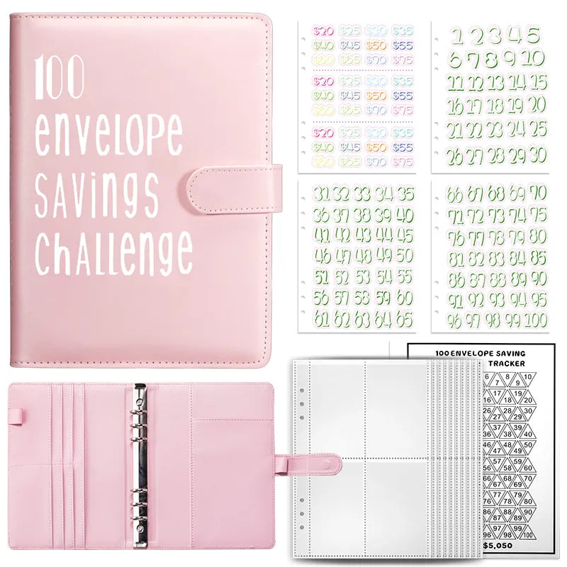 100 Envelope Challenge Binder Save Savings Challenges Loose-Leaf Binder Budget Binder With Cash Envelopes Money Organizer System