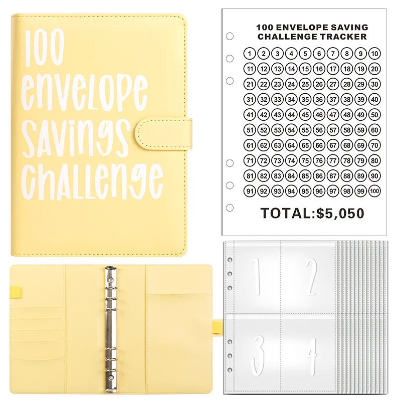 100 Envelope Challenge Binder Save Savings Challenges Loose-Leaf Binder Budget Binder With Cash Envelopes Money Organizer System