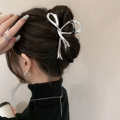 2025 New Vintage Ribbon Bow Hair Claws Exquisite Metal Hair Clip Clasp Hairpins For Women Hair Accessories Barrettes Shark Clips